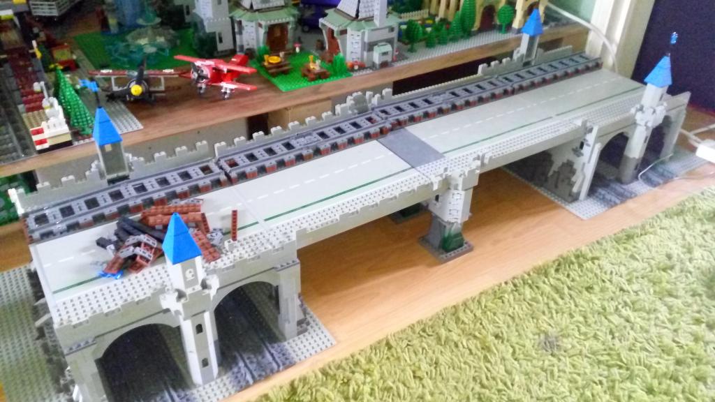 bridge with tunnels for cars and trains