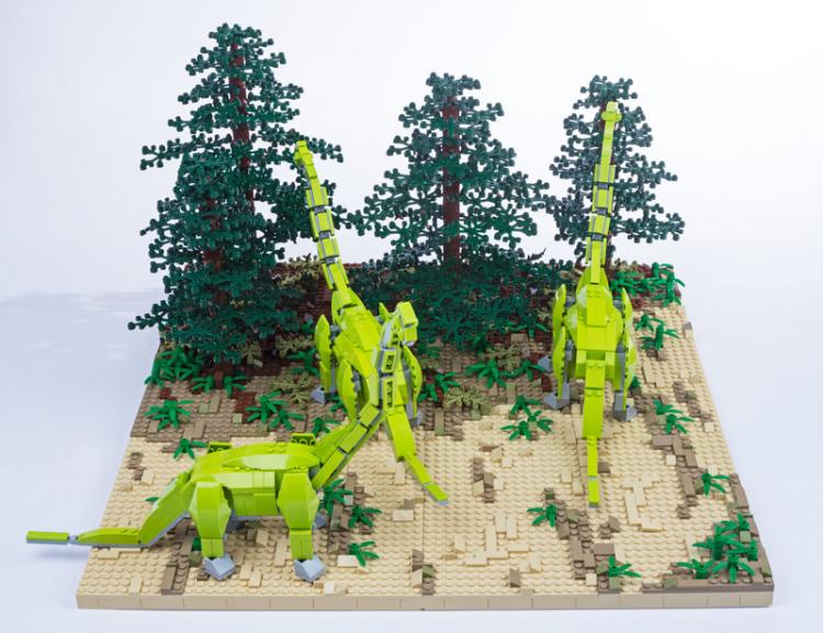 Jurassic Brick Brachiosaurus Diorama by janetvand