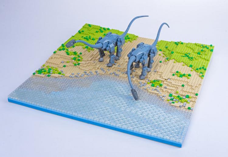 Jurassic Brick Diplodocus Diorama by janetvand