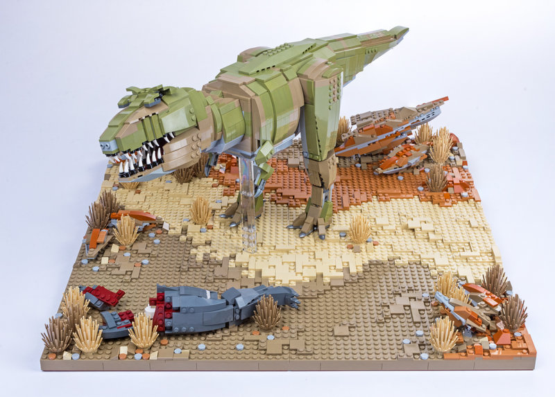Jurassic Brick Tyrannosaurus Diorama by janetvand